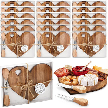 1 Set Bridal Shower Game Prize Heart Cheese Board, Acacia Color