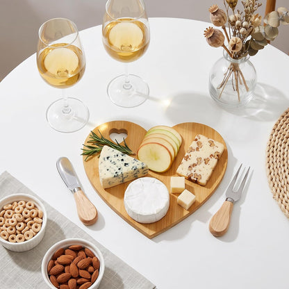 1 Set Bridal Shower Game Prize Heart Cheese Board, Acacia Color