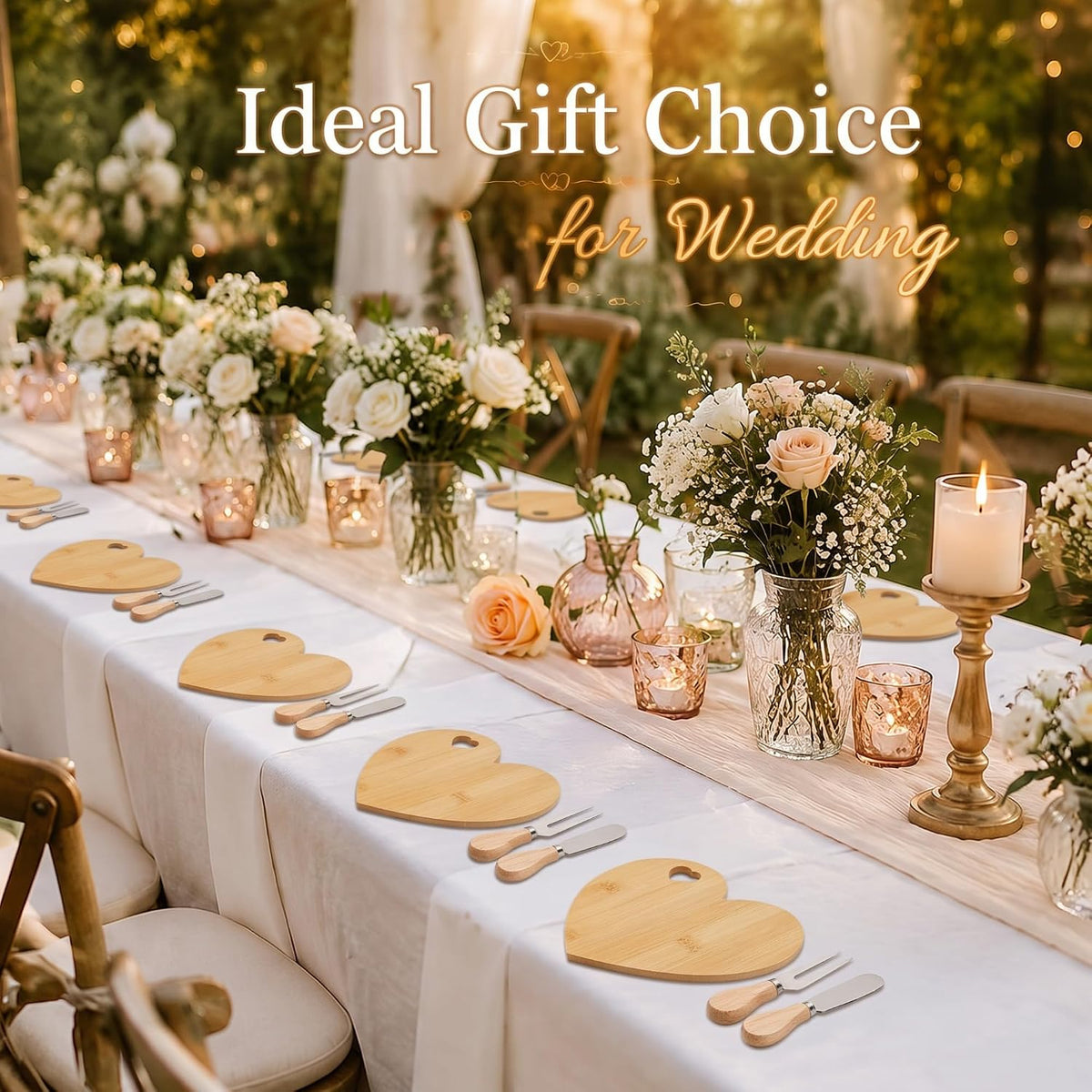 1 Set Bridal Shower Game Prize Heart Cheese Board, Acacia Color
