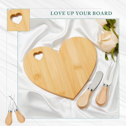 1 Set Bridal Shower Game Prize Heart Cheese Board, Acacia Color