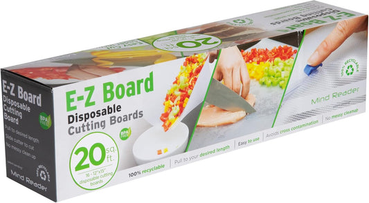 E-Z Board Disposable Plastic Cutting Board, 20 Square Feet, Easy Clean-Up and Convenient Use, Ideal for Camping, Hunting, Boating, and For People With Food Allergies, Clear