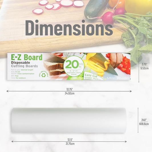 E-Z Board Disposable Plastic Cutting Board, 20 Square Feet, Easy Clean-Up and Convenient Use, Ideal for Camping, Hunting, Boating, and For People With Food Allergies, Clear