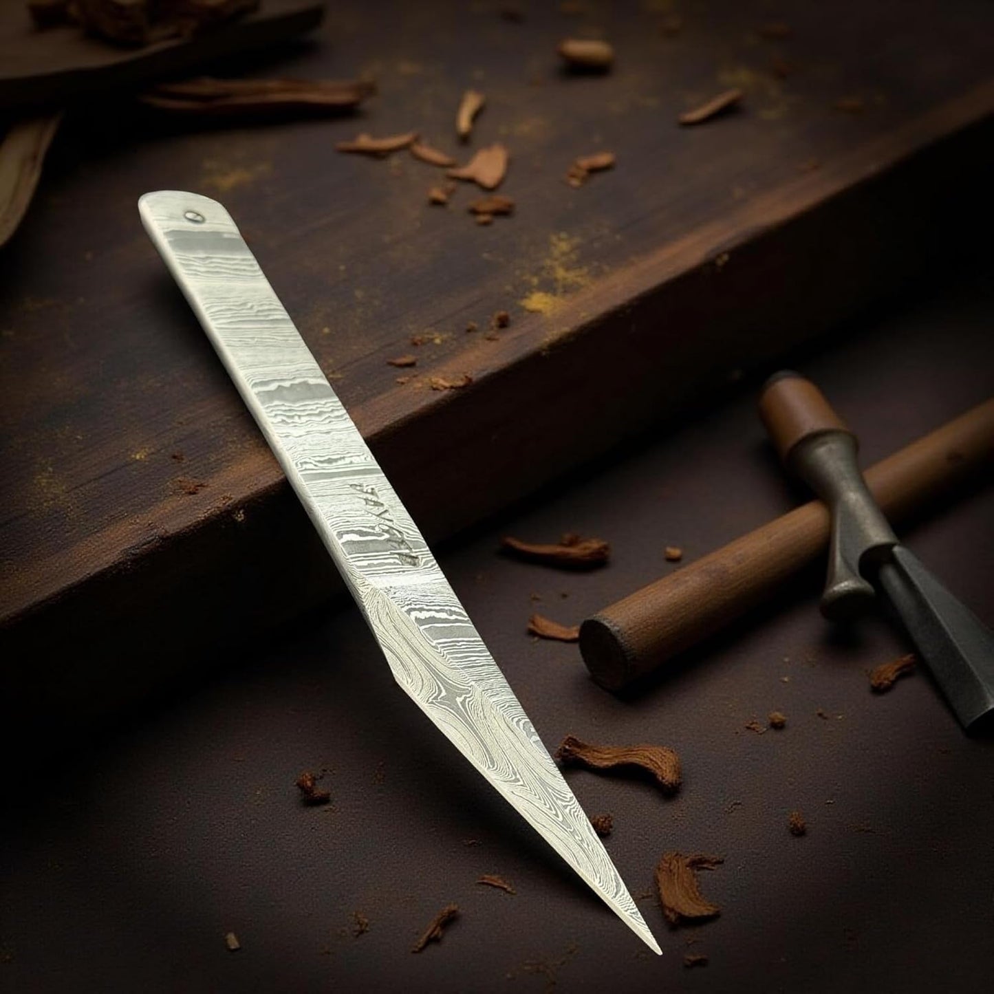 Handmade Kiridashi Knife – Precision Japanese Marking Tool – Damascus Steel Blade – Compact Craft & Carving Knife for Woodworking, Leatherwork, DIY & Artisan Use