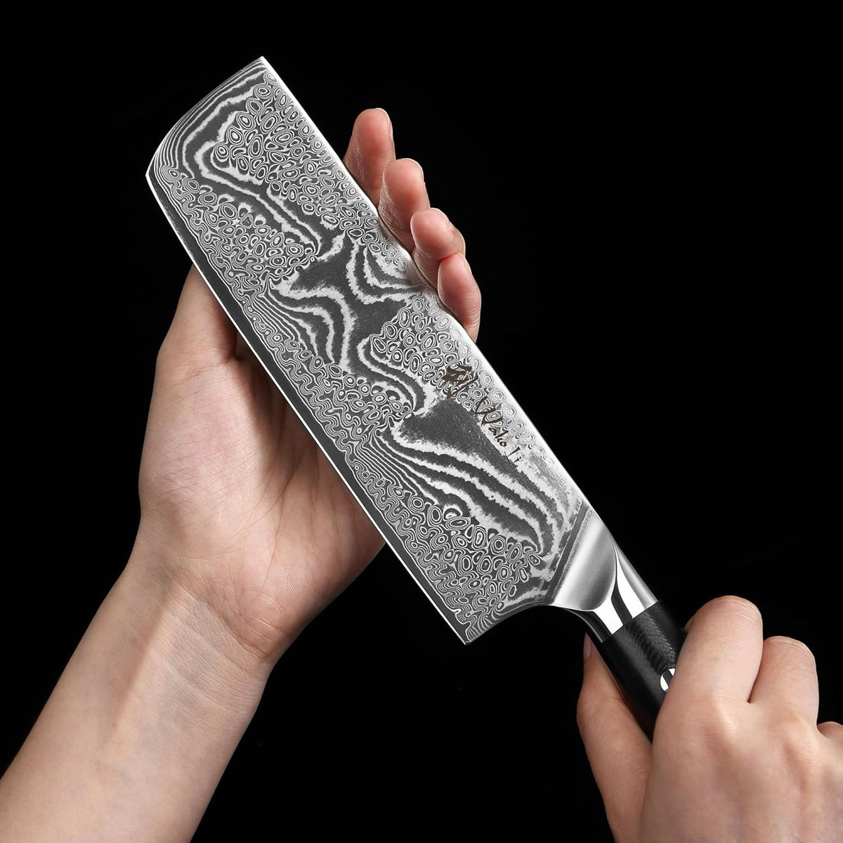 Nitoko Nakiri Vegetable Knife, 6.7-Inch VG10 Damascus, G10 Handle
