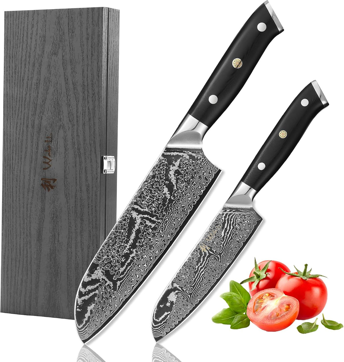 Nitoko Nakiri Vegetable Knife, 6.7-Inch VG10 Damascus, G10 Handle