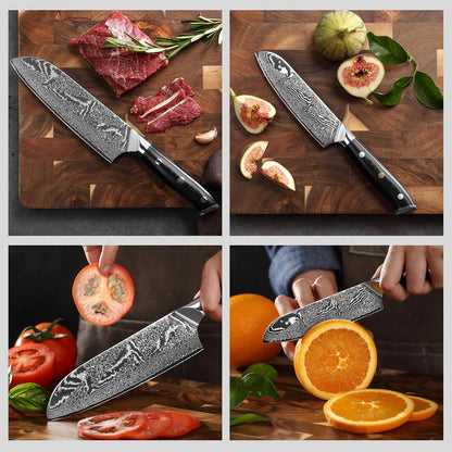 Nitoko Nakiri Vegetable Knife, 6.7-Inch VG10 Damascus, G10 Handle