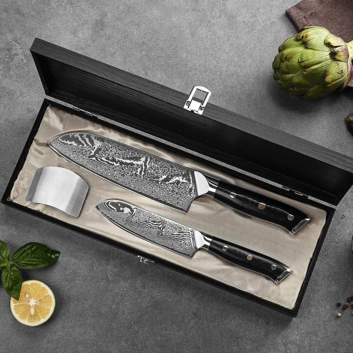 Nitoko Nakiri Vegetable Knife, 6.7-Inch VG10 Damascus, G10 Handle