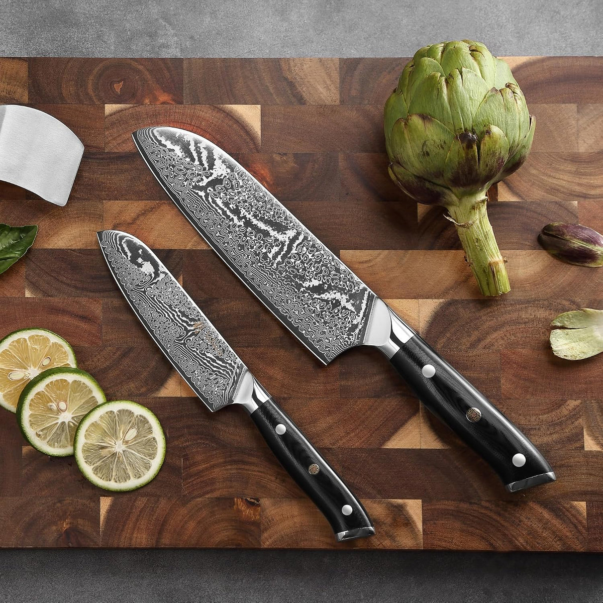 Nitoko Nakiri Vegetable Knife, 6.7-Inch VG10 Damascus, G10 Handle