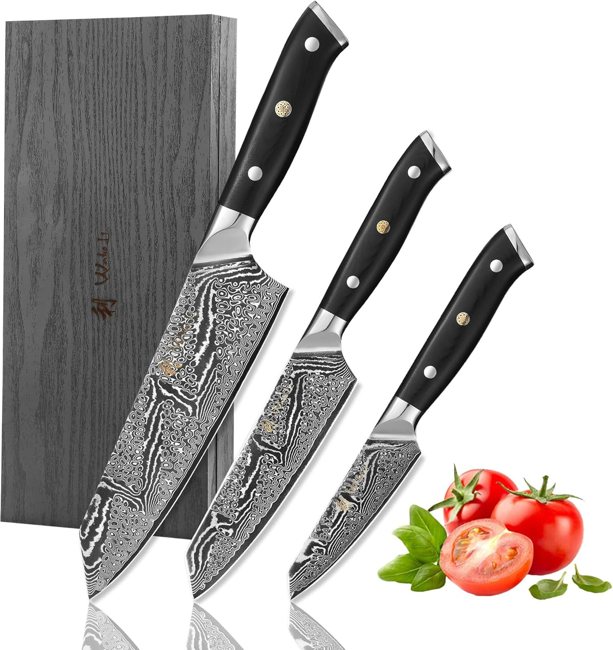 Nitoko Nakiri Vegetable Knife, 6.7-Inch VG10 Damascus, G10 Handle