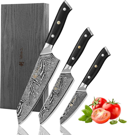 Nitoko Nakiri Vegetable Knife, 6.7-Inch VG10 Damascus, G10 Handle