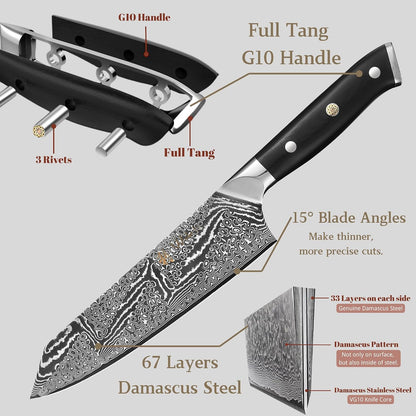 Nitoko Nakiri Vegetable Knife, 6.7-Inch VG10 Damascus, G10 Handle