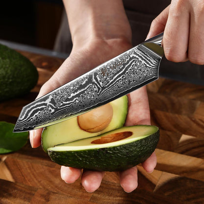 Nitoko Nakiri Vegetable Knife, 6.7-Inch VG10 Damascus, G10 Handle