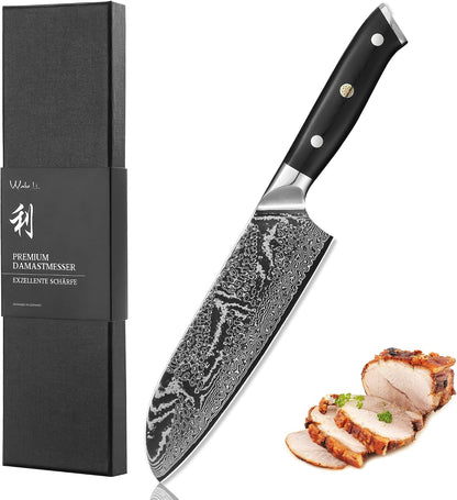 Nitoko Nakiri Vegetable Knife, 6.7-Inch VG10 Damascus, G10 Handle
