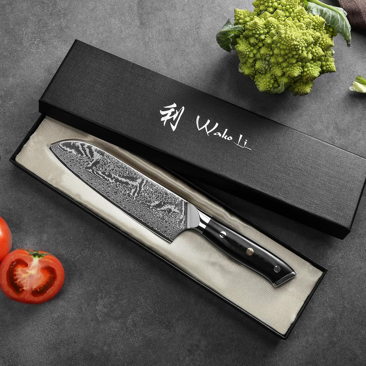 Nitoko Nakiri Vegetable Knife, 6.7-Inch VG10 Damascus, G10 Handle