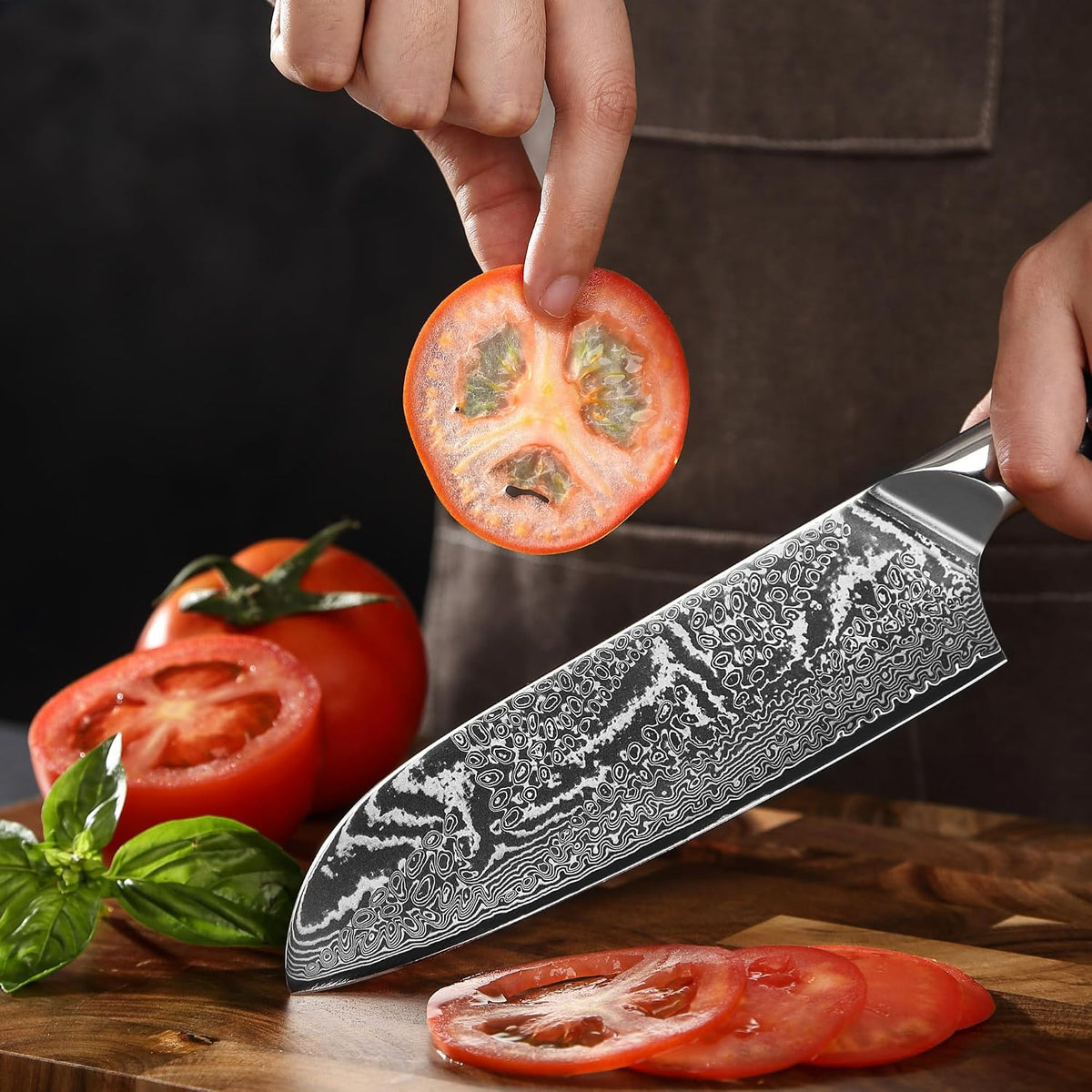 Nitoko Nakiri Vegetable Knife, 6.7-Inch VG10 Damascus, G10 Handle