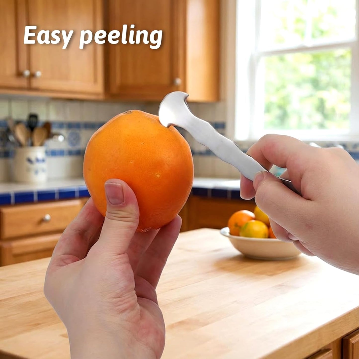 Stainless Steel Orange Peeler Tool, Multi-Functional Citrus Peeler Tool, Ergonomic Safe Cutter & Slicer, Fruit Skin Remover for Oranges, Grapefruits, Lemons