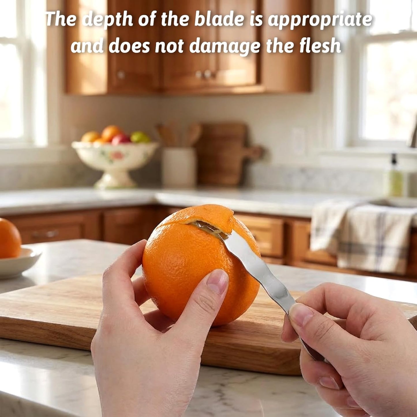 Stainless Steel Orange Peeler Tool, Multi-Functional Citrus Peeler Tool, Ergonomic Safe Cutter & Slicer, Fruit Skin Remover for Oranges, Grapefruits, Lemons