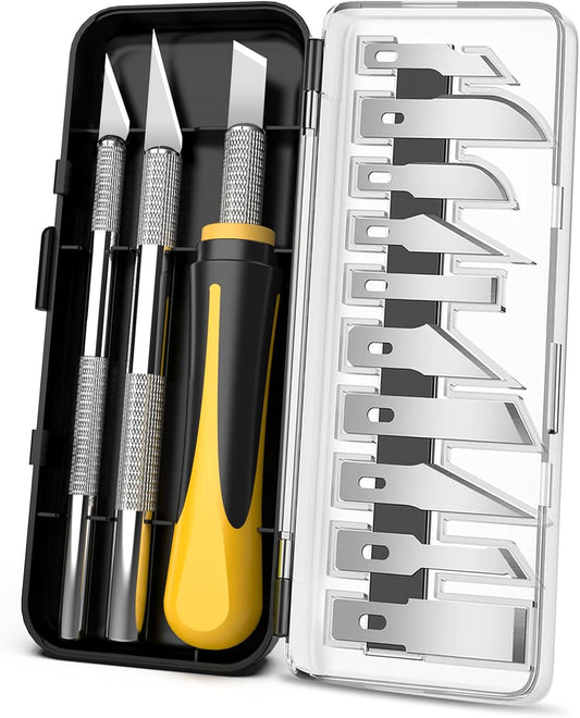Exacto Knife Set, 16-Piece Hobby Knife & Precision Knife Set, 3-Piece Craft Knife Set with 10-Piece Exacto Blades Sets for Crafting, Modeling, Pumpkin Carving, DIY Art Knife Cutting Tools