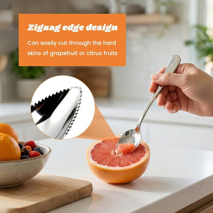 Grapefruit Spoons and Knife Set, 2 Stainless Steel Grapefruit Spoons with Serrated Edge, Curved Serrated Knife for Kiwi, Citrus, Avocado