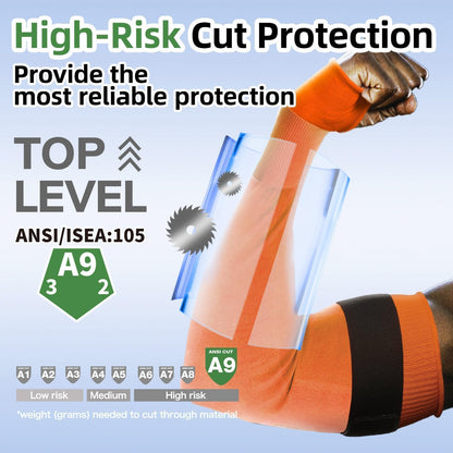 PRO-SKIN ANSI A9 Cut Resistant Arm Sleeves for Men & Women S904-B, Puncture Resistant Arm Protectors for High Risk Work, UPF50+ UV Protection Cooling Gardening Sleeves, Bulk Orders Available