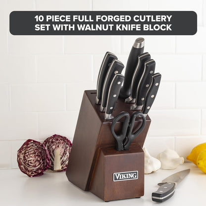 17 Piece Kitchen Knife Set with Light Walnut Block, Cutlery Set with Stainless Steel Blades and Ergonomic Handles, Dishwasher Safe