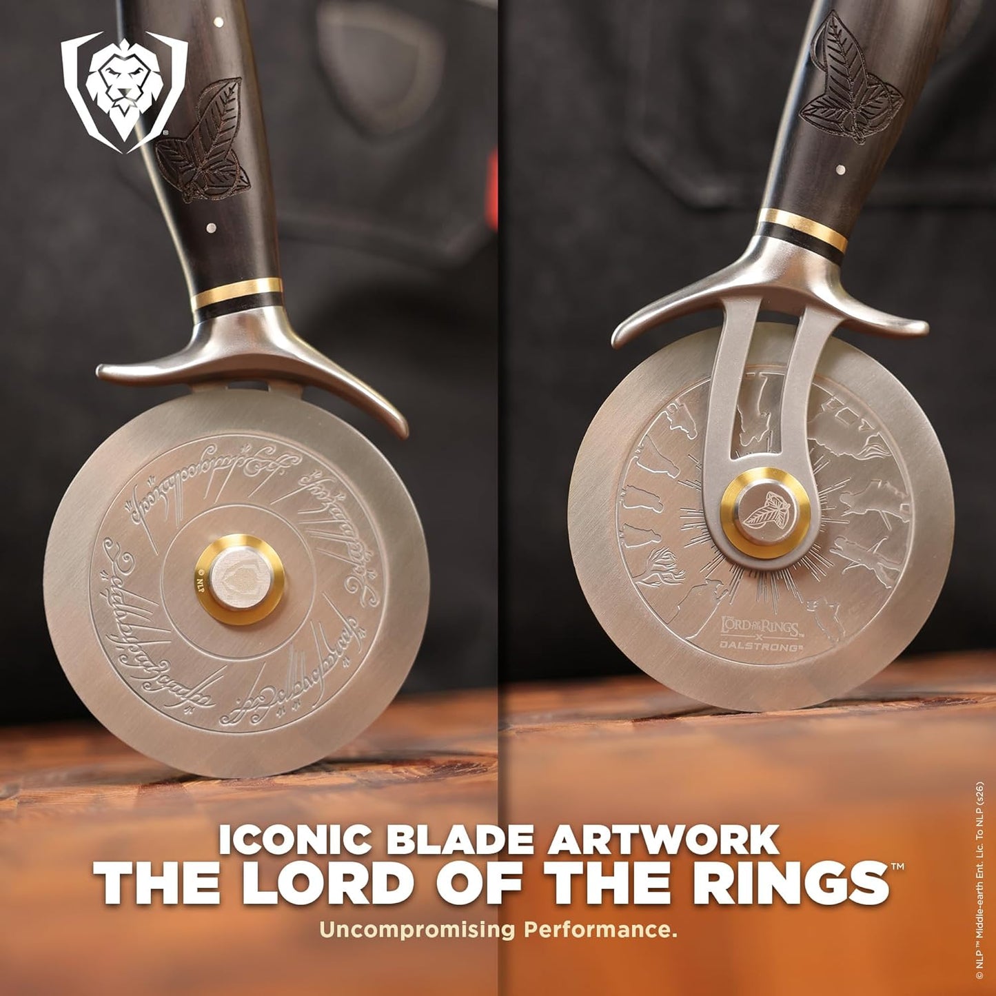 Chef Knife - 8 inch - Lord of the Rings™ Edition - Official Licensed Collection - Humans Aragorn - Premium German X50CRMOV15 Steel - Ebony Wood Handle - Leather Sheath