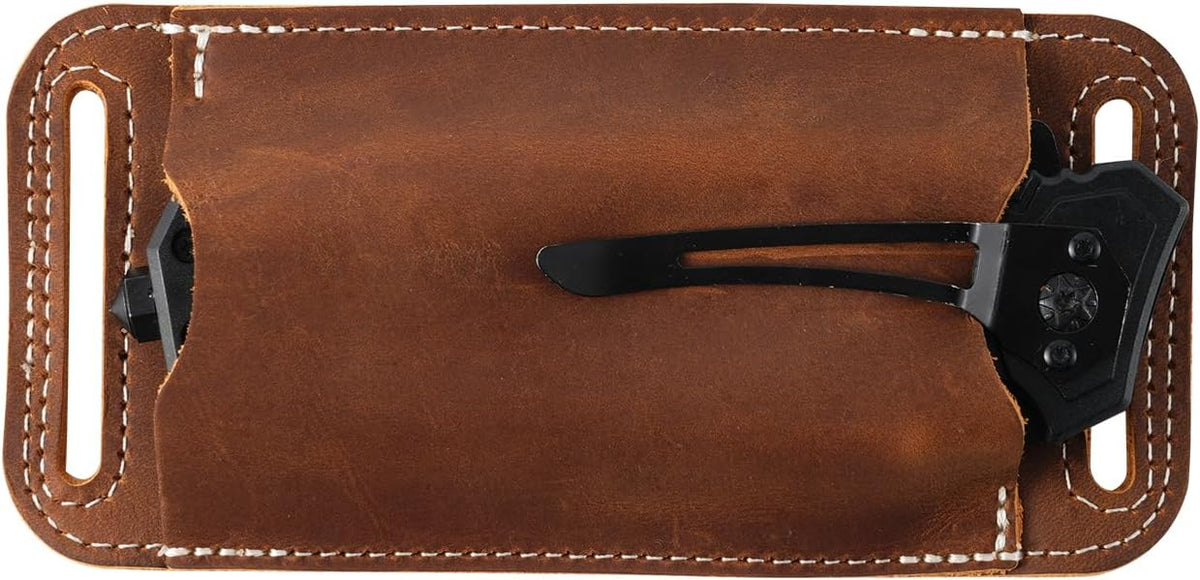 Horizontal Carry Leather Knife Sheath | 5.5", Everyday Carry, For Leatherman, EDC Belt Pouch, For Pocket Folding Knives