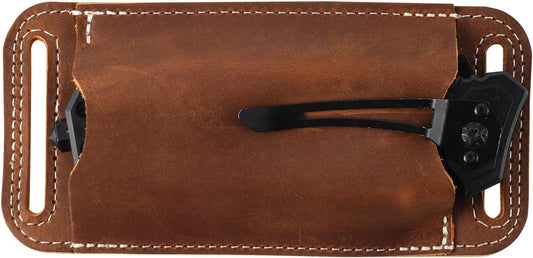 Horizontal Carry Leather Knife Sheath | 5.5", Everyday Carry, For Leatherman, EDC Belt Pouch, For Pocket Folding Knives