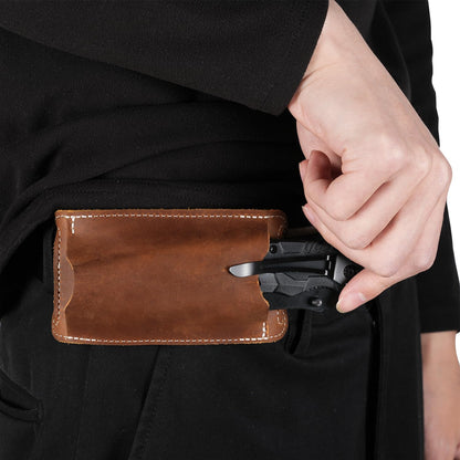 Horizontal Carry Leather Knife Sheath | 5.5", Everyday Carry, For Leatherman, EDC Belt Pouch, For Pocket Folding Knives