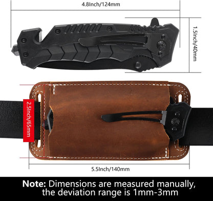 Horizontal Carry Leather Knife Sheath | 5.5", Everyday Carry, For Leatherman, EDC Belt Pouch, For Pocket Folding Knives