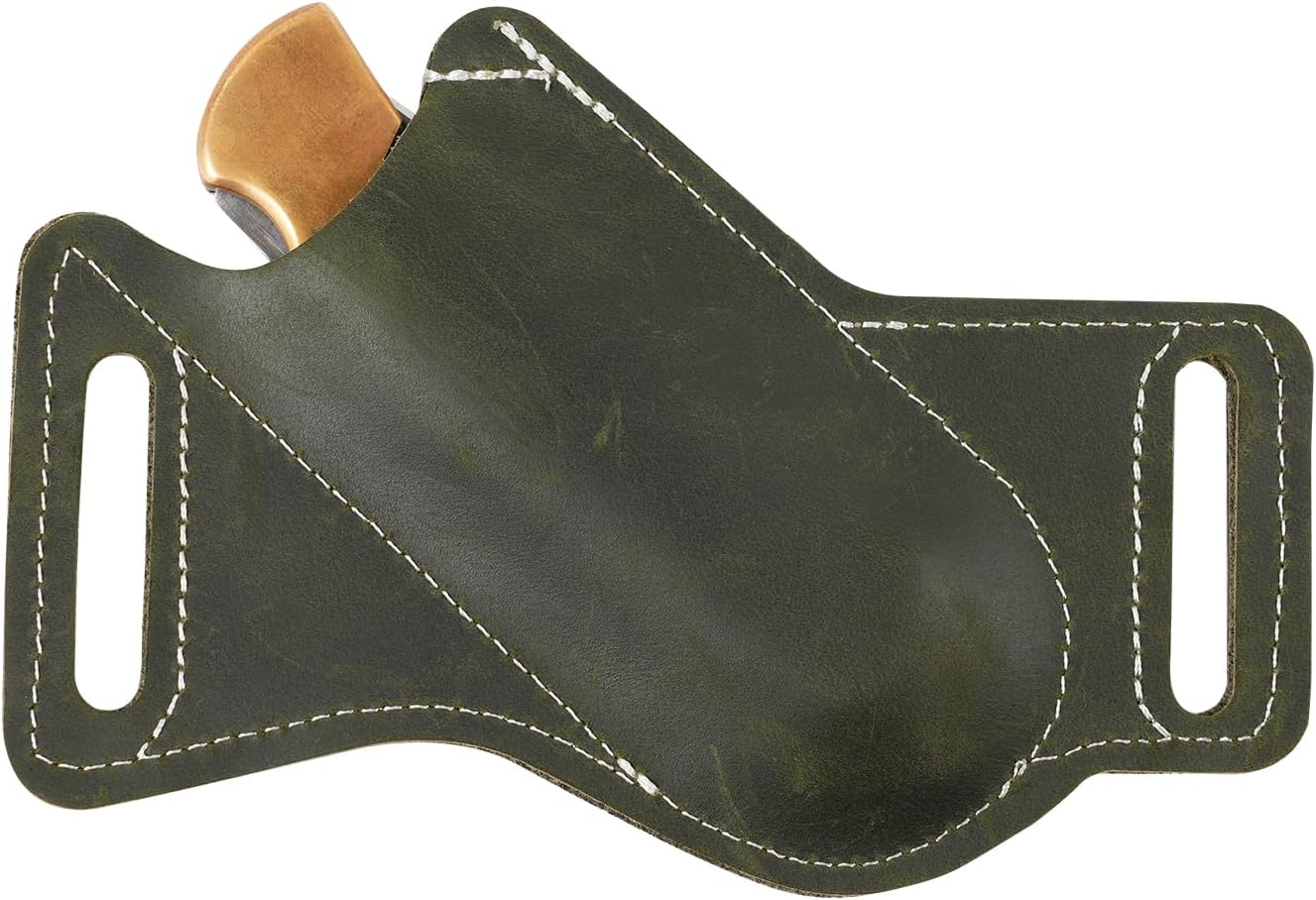Horizontal Carry Leather Knife Sheath | 5.5", Everyday Carry, For Leatherman, EDC Belt Pouch, For Pocket Folding Knives