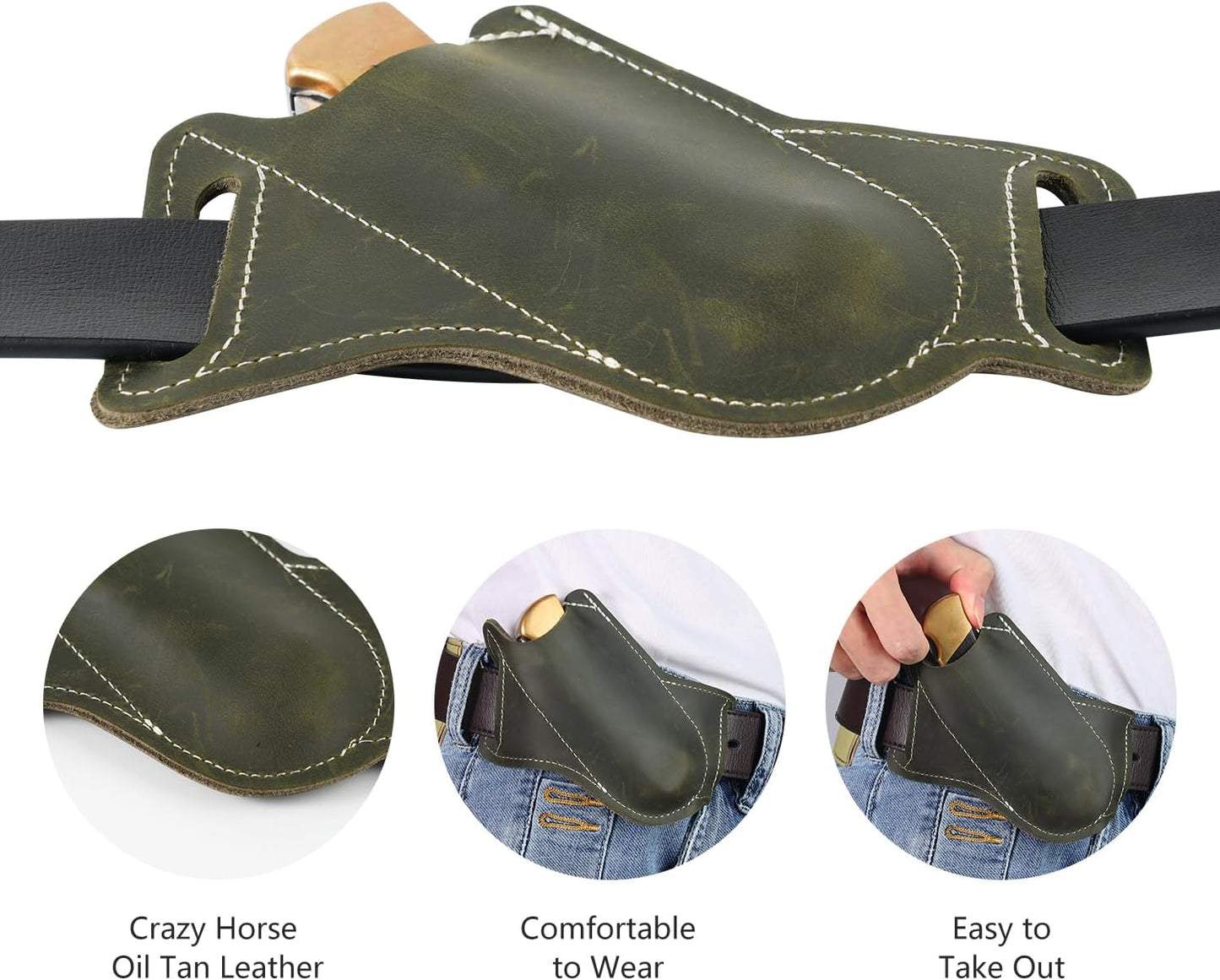 Horizontal Carry Leather Knife Sheath | 5.5", Everyday Carry, For Leatherman, EDC Belt Pouch, For Pocket Folding Knives
