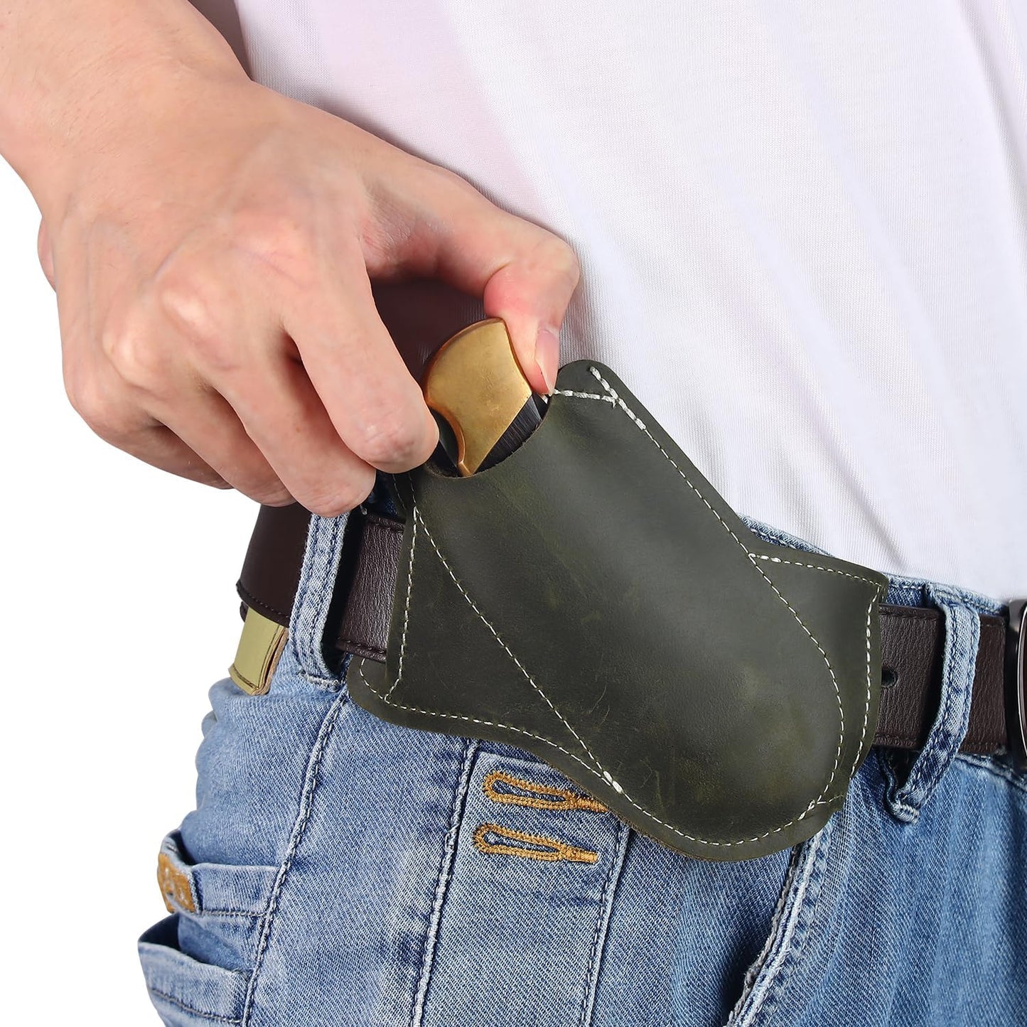 Horizontal Carry Leather Knife Sheath | 5.5", Everyday Carry, For Leatherman, EDC Belt Pouch, For Pocket Folding Knives