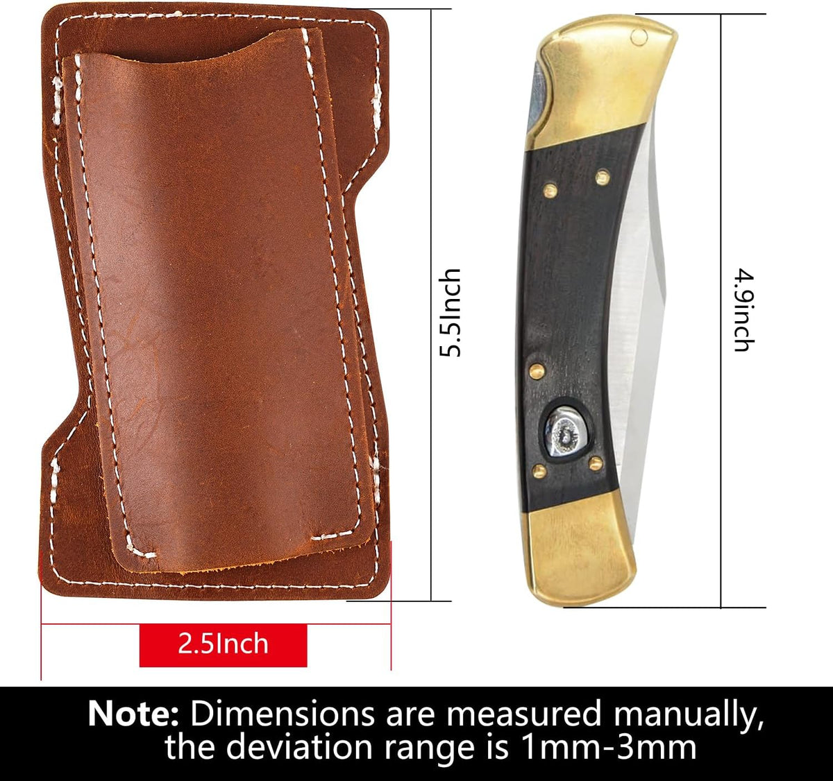 Horizontal Carry Leather Knife Sheath | 5.5", Everyday Carry, For Leatherman, EDC Belt Pouch, For Pocket Folding Knives