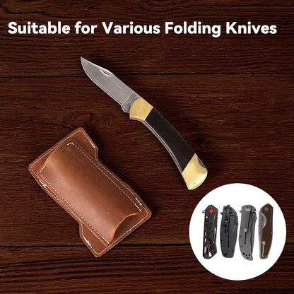Horizontal Carry Leather Knife Sheath | 5.5", Everyday Carry, For Leatherman, EDC Belt Pouch, For Pocket Folding Knives