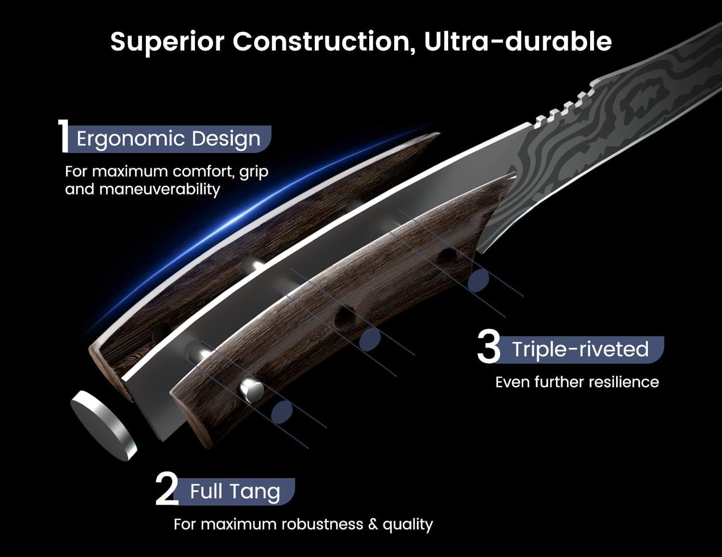 Boning Knife for Meat Cutting, 6.7 Inch Fillet Knife, Wood Handle | High Carbon Razor Sharp Flexible Blade for Deboning, Trimming, Damascus Pattern Full Tang Design, House Warming Gifts