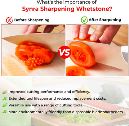 Whetstone Kitchen Knife Sharpening Stone, 8-Inches, Hatchet, Knife, and Axe Sharpener for Home, Field, and Shop, Sharpening Tool with Red Non-Slip Plastic Base, Supports Fine & Coarse Grinding