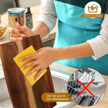 3 Pcs Acacia Wood Cutting Board Set with Handle for Charcuterie Cheese Chopping Serving Board Meat Bread Chopping Board Vegetables Fruit Kitchen Dining Room Decorative Wooden