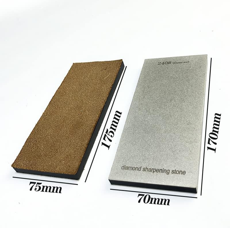 Diamond Sharpening Stone 2 Side Grit and Stropping Leather Strop, 80/180/240/400/600/800/1000/1500/2000/3000 Grit Kitchen Whetstone Honing Stone, Sharpening Dull Knives Grindstone Tool