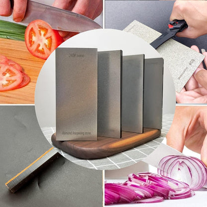 Diamond Sharpening Stone 2 Side Grit and Stropping Leather Strop, 80/180/240/400/600/800/1000/1500/2000/3000 Grit Kitchen Whetstone Honing Stone, Sharpening Dull Knives Grindstone Tool