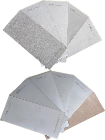 Diamond Sharpening Stone 2 Side Grit and Stropping Leather Strop, 80/180/240/400/600/800/1000/1500/2000/3000 Grit Kitchen Whetstone Honing Stone, Sharpening Dull Knives Grindstone Tool