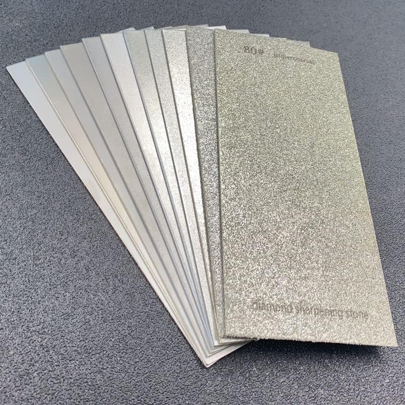 Diamond Sharpening Stone 2 Side Grit and Stropping Leather Strop, 80/180/240/400/600/800/1000/1500/2000/3000 Grit Kitchen Whetstone Honing Stone, Sharpening Dull Knives Grindstone Tool