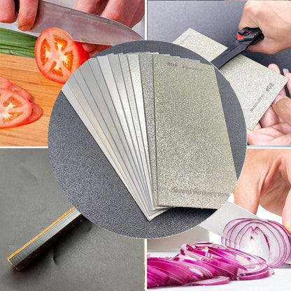 Diamond Sharpening Stone 2 Side Grit and Stropping Leather Strop, 80/180/240/400/600/800/1000/1500/2000/3000 Grit Kitchen Whetstone Honing Stone, Sharpening Dull Knives Grindstone Tool