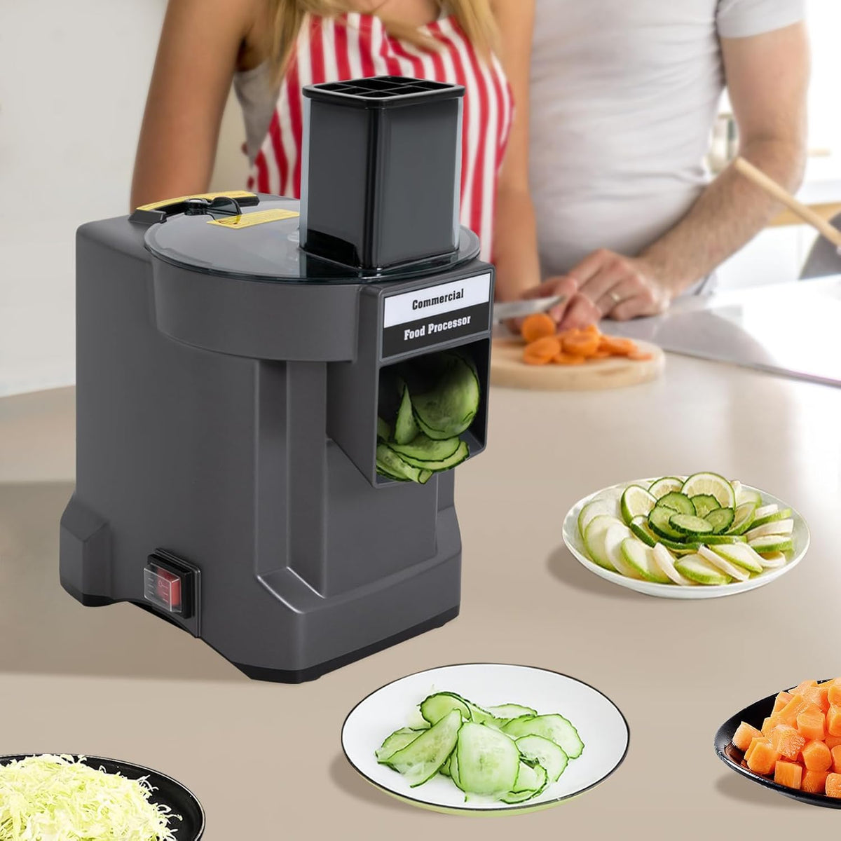 3 In 1 Electric Vegetable Chopper,Commercial Vegetable Dicer Chopper with Cooling Fan Multifunctional Chopper Vegetable Cutter Slicer Dicer Machine for Onions, Carrots, Cucumbers, Diced Ham Processed