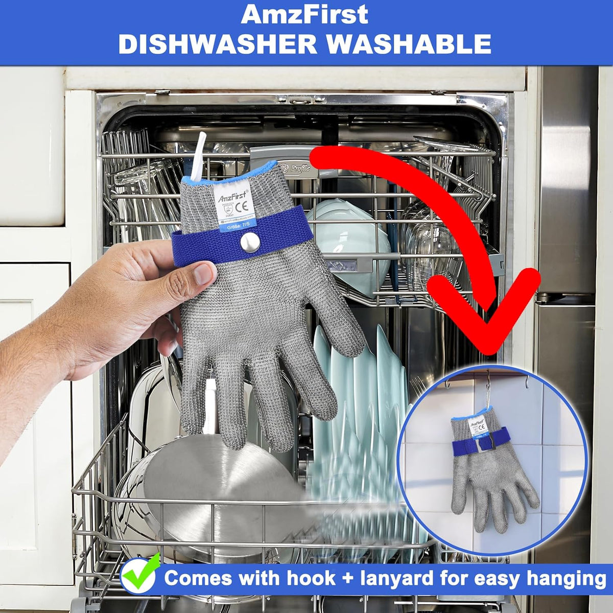 Cut Resistant Gloves Food Grade & Stainless Steel Mesh for Oyster Shucking Butcher Kitchen Meat and Fish Slicing