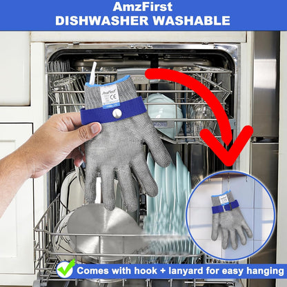 Cut Resistant Gloves Food Grade & Stainless Steel Mesh for Oyster Shucking Butcher Kitchen Meat and Fish Slicing