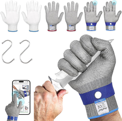 Cut Resistant Gloves Food Grade & Stainless Steel Mesh for Oyster Shucking Butcher Kitchen Meat and Fish Slicing