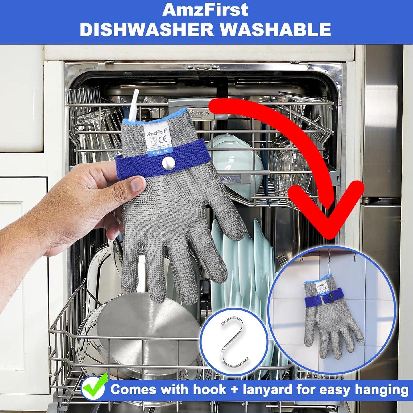 Cut Resistant Gloves Food Grade & Stainless Steel Mesh for Oyster Shucking Butcher Kitchen Meat and Fish Slicing