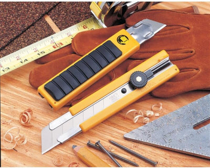 25mm Extra Heavy-Duty Utility Knife (H-1) - Anti-Slip Rubber Inset | 25mm Japanese tool steel snap-off, anti-slip rubber inset, ratchet-lock - Heavy cutting - Contractors and Construction