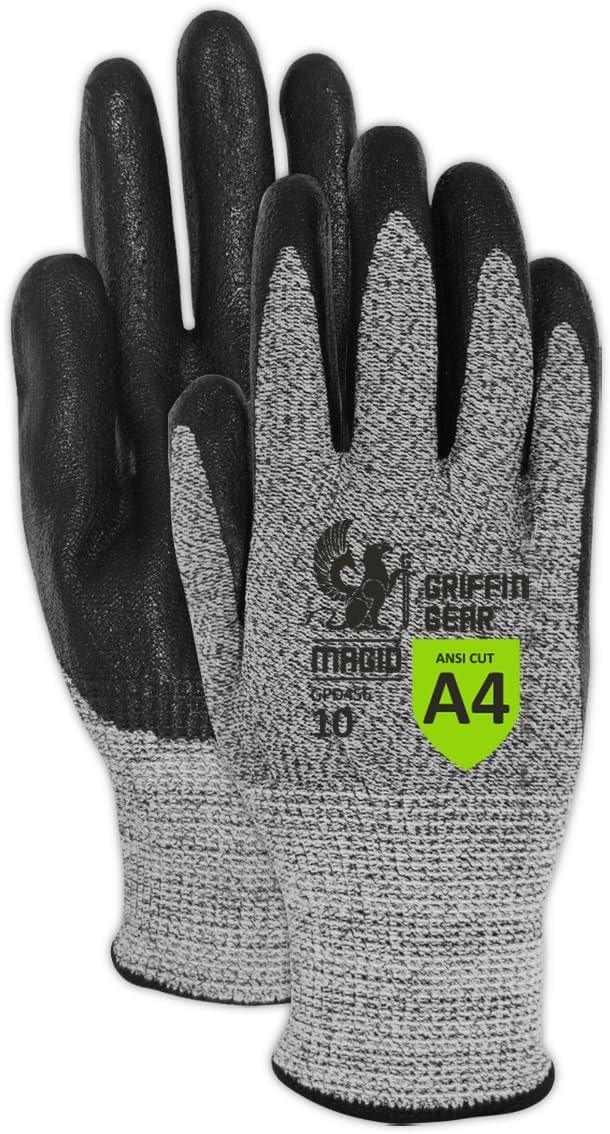 MAGID Griffin Gear ANSI A4 Sandy Nitrile Coated Work Gloves
